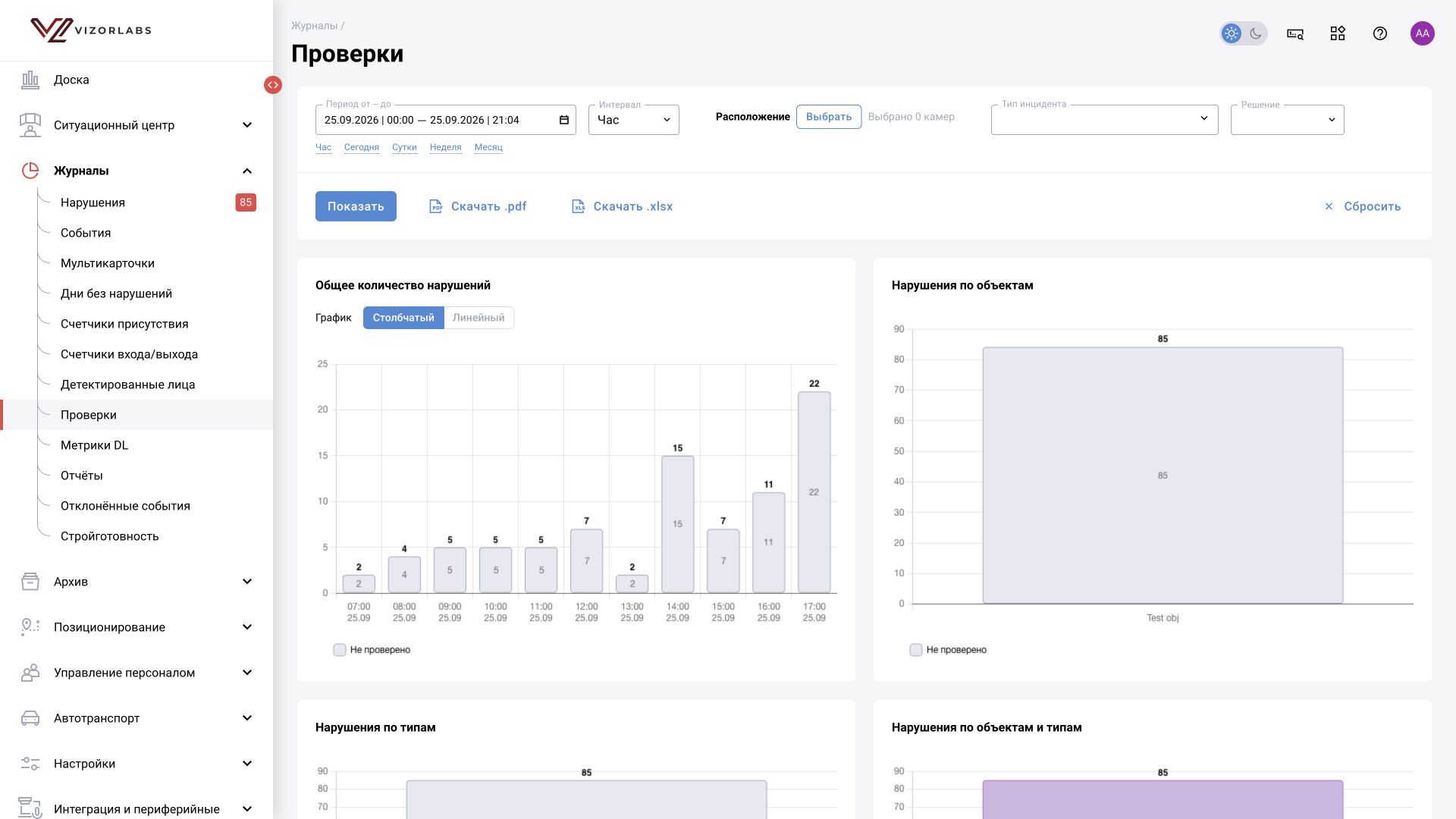 Журналы → Проверки: интерфейс BOX 5.0.